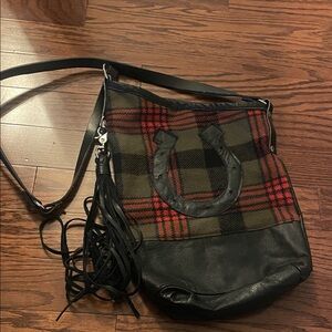 Plaid Black and Red Women's Bag